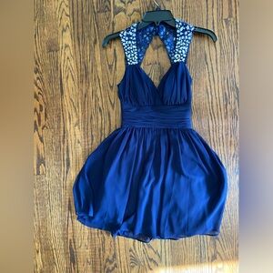 A-Line  Navy Blue Rhinestone Dress - Size 3